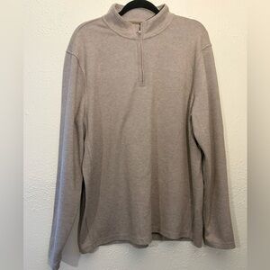 J. Crew Fleece Mens Quarter ZipMock Neck Pullover Beige Knit Sweater Size XL